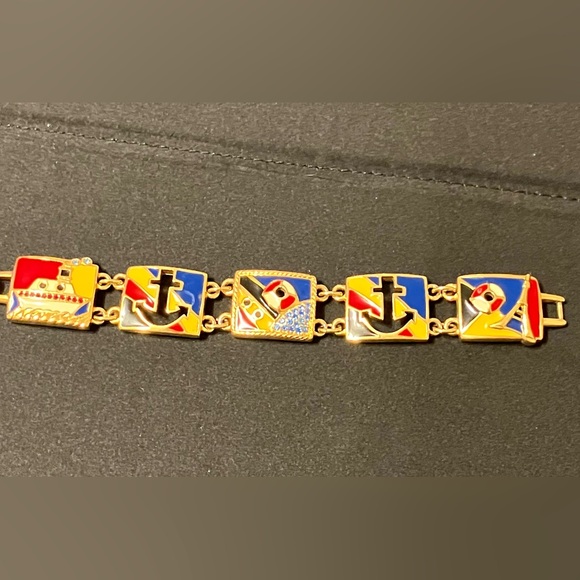 Swarovski Jewelry - Swarovski Crystal & Enamel 1991 Paris By The Sea Bracelet 7”